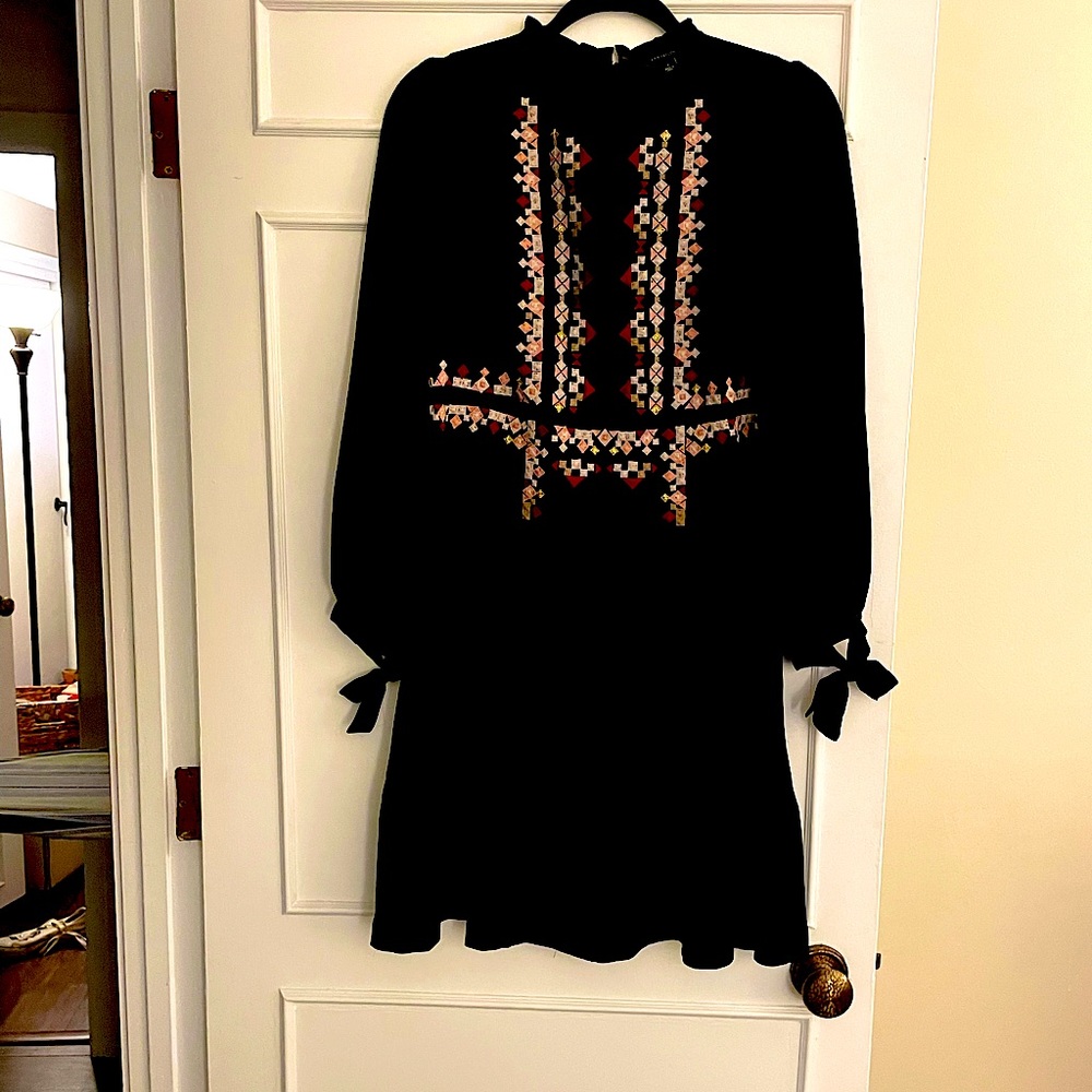 Ann Taylor, Black Dress With Embroidery